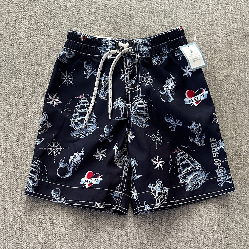 GAP BabyGAP Swim Trunks - Navy with White and Red Sailor accents